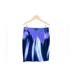Tahari Women RYAN Pencil Skirt Size 12 Purple Multicolor Tye Dye Lined Slit NWT